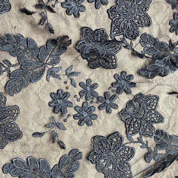 NEW DRESS THE POPULATION Cocktail Dress Black/Nude Size M Tahani Floral Midi - Picture 3 of 9